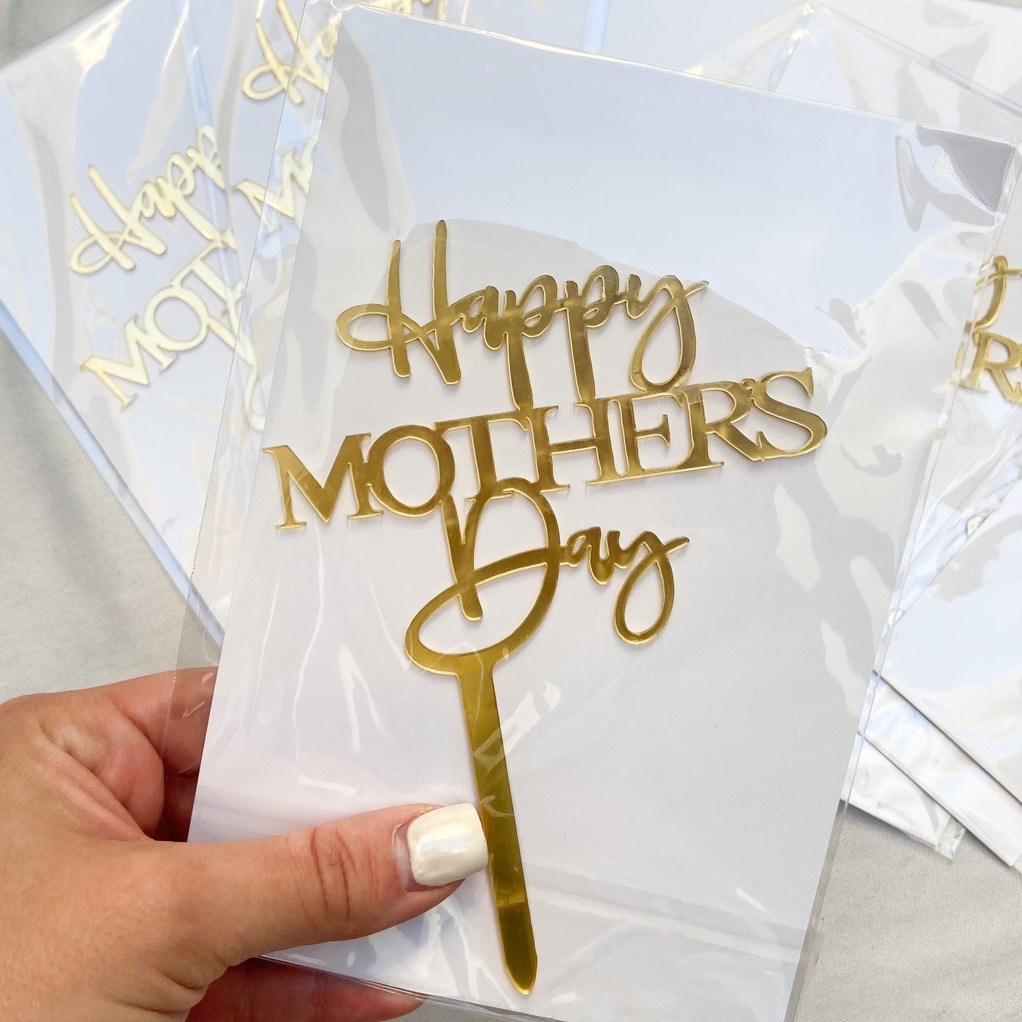 Cake Topper Acrílico Delgado "Happy Mothers Day"