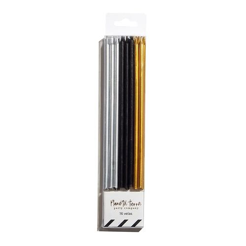 Velas Metálicas y Negras 16 pz