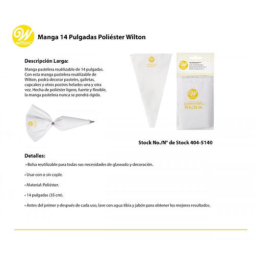 Manga Pastelera Wilton de Poliéster 14″ 5 cm