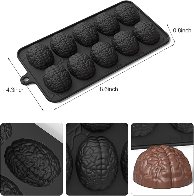 Molde de silicón cerebro 10 cavidades Halloween 🧠