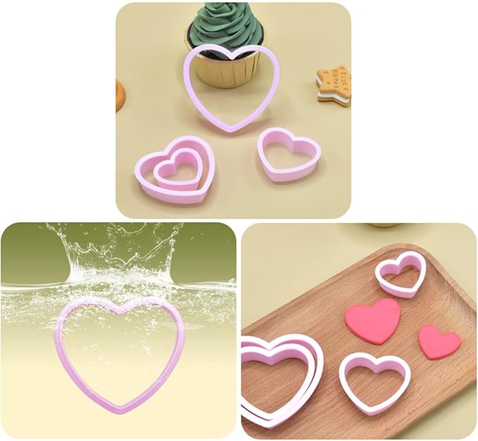 Cortadores de galletas en forma de corazón, molde de galletas prensable, herramienta de corte de galletas de plástico, herramienta para hornear pasteles, fácil de limpiar, sello de galletas, pan
