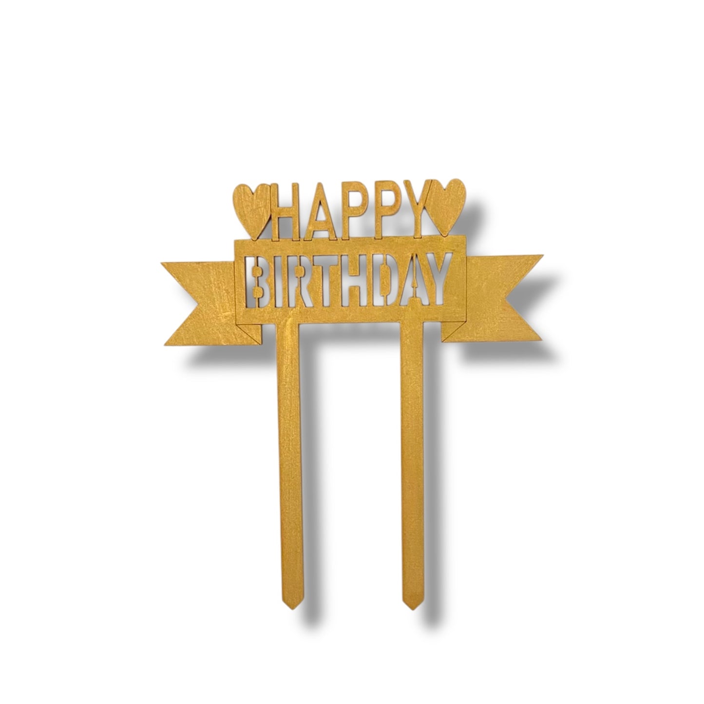 Cake Topper Madera oro - "HAPPY BIRTHDAY"