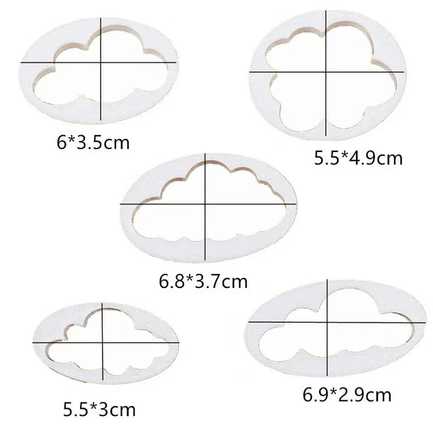 Cortador de fondant de nubes, molde de plástico para galletas y pasteles - 4 piezas de