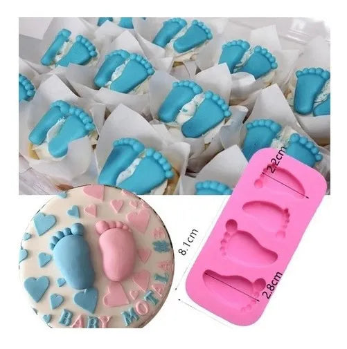 Molde De Silicona 3D Para Pies De Bebé, Herramientas De Decoración De Pasteles Fondant Impermeables, Molde De Grabado