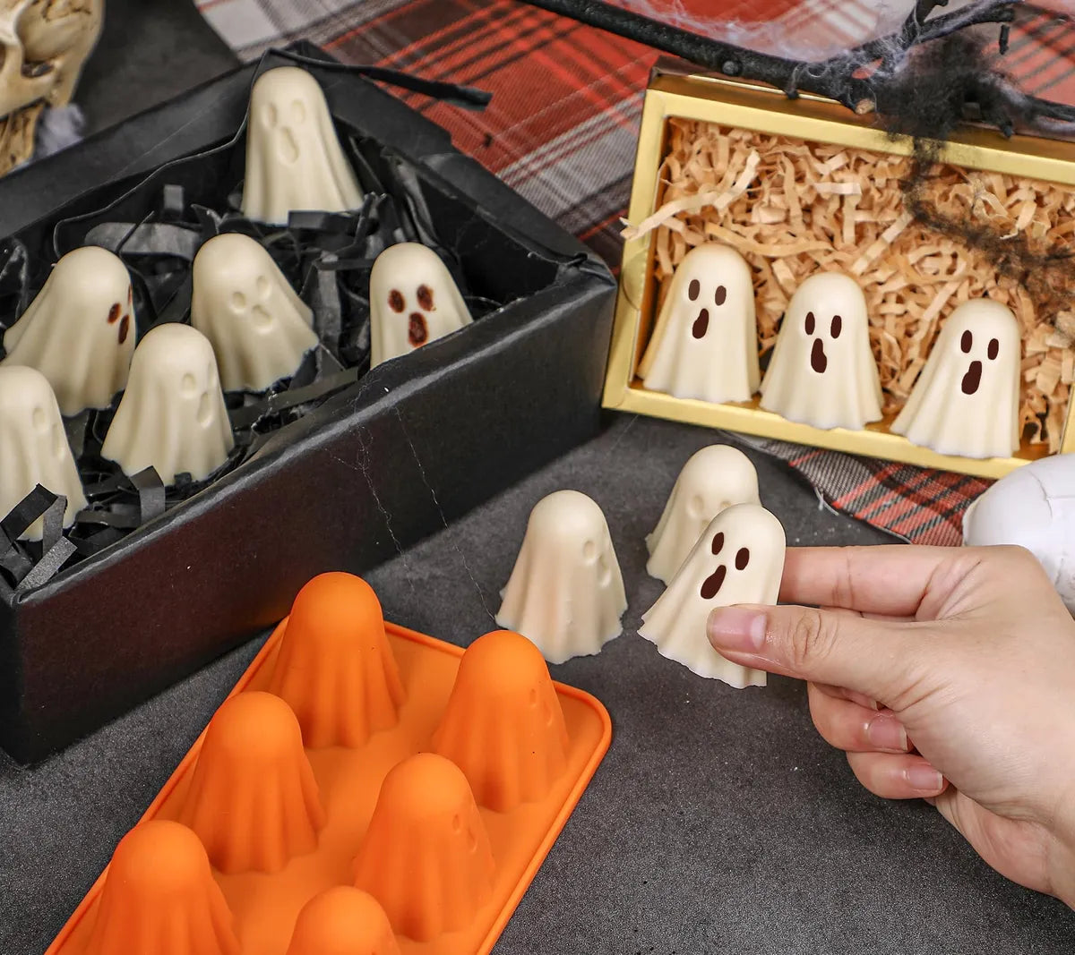 Molde de silicón de fantasma 3D 8 cavidades Halloween 👻