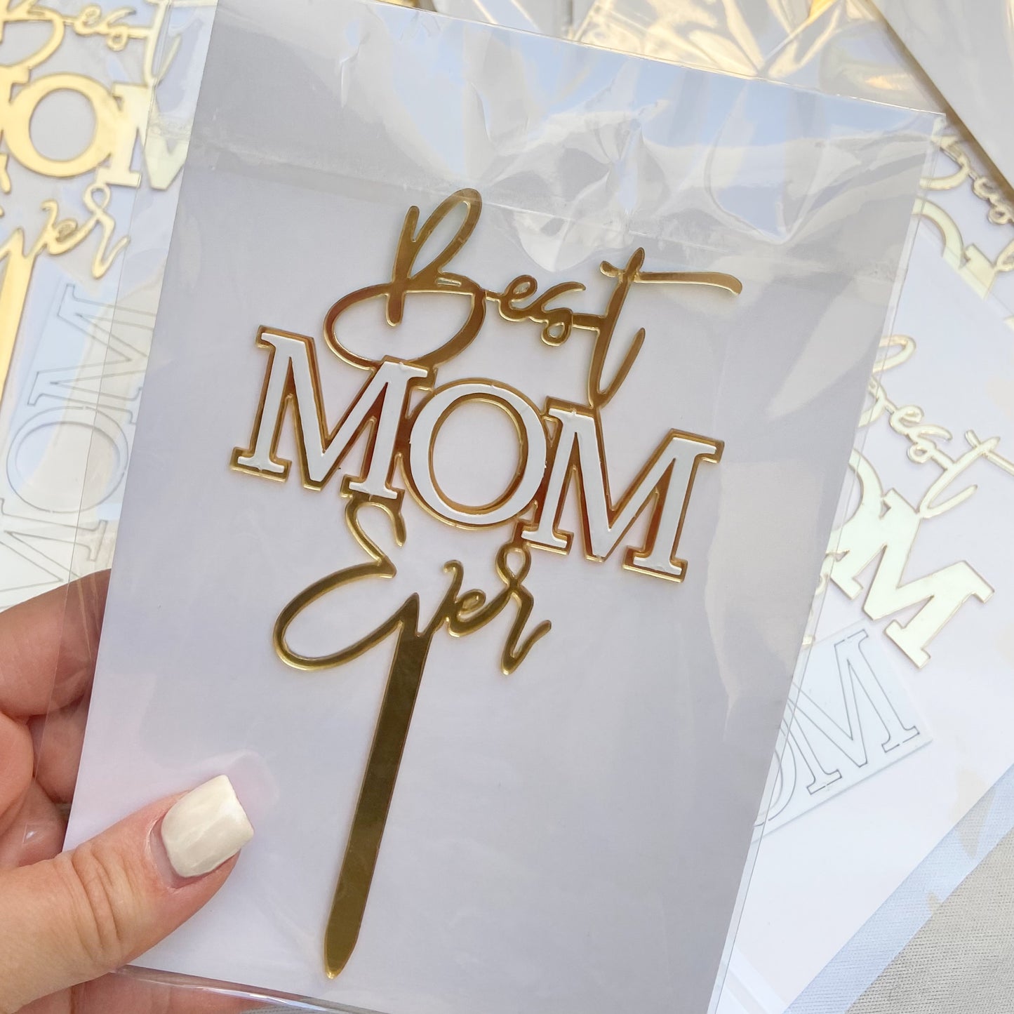 Cake Topper Acrílico Delgado "Best MOM Ever"