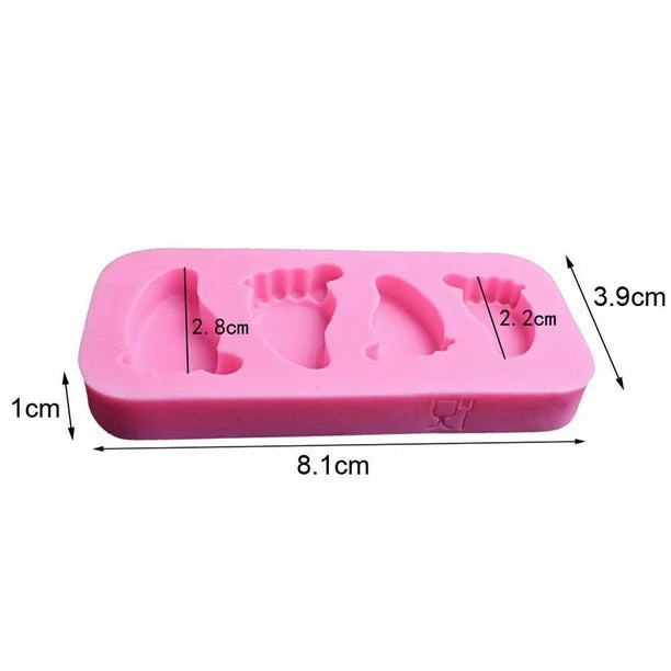 Molde De Silicona 3D Para Pies De Bebé, Herramientas De Decoración De Pasteles Fondant Impermeables, Molde De Grabado