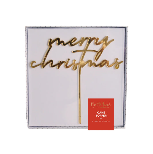 Cake Topper Acrílico Espejo "Merry Christmas" - Oro