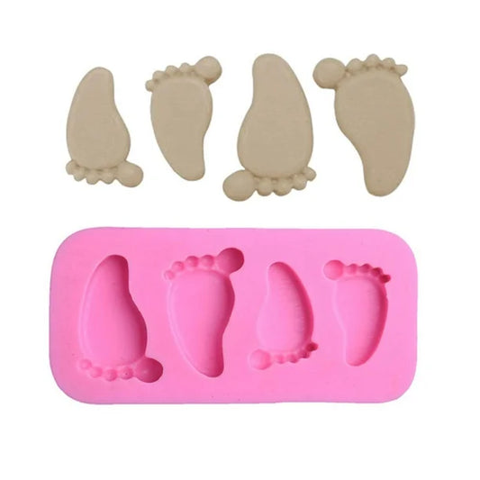 Molde De Silicona 3D Para Pies De Bebé, Herramientas De Decoración De Pasteles Fondant Impermeables, Molde De Grabado