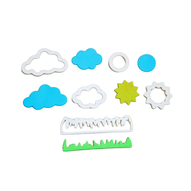 Kit De 5 Cortadores De Fondant De Cielo - Pasto Y Sol / Kit De Cortadores De Fondant/ De Cielo