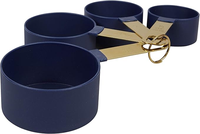 Wilton Juego de tazas medidoras de color azul marino y dorado, cucharas medidoras y batidores, 10 piezas