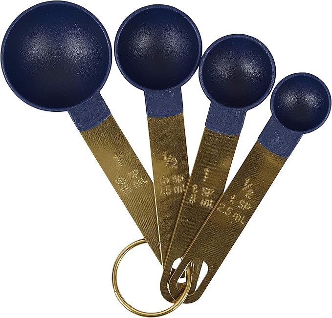 Wilton Juego de tazas medidoras de color azul marino y dorado, cucharas medidoras y batidores, 10 piezas