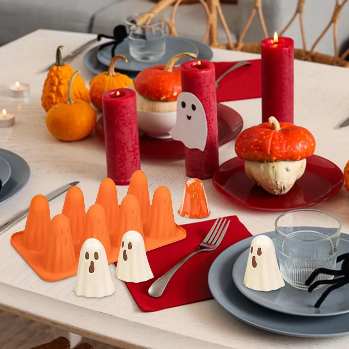 Molde de silicón de fantasma 3D 8 cavidades Halloween  👻