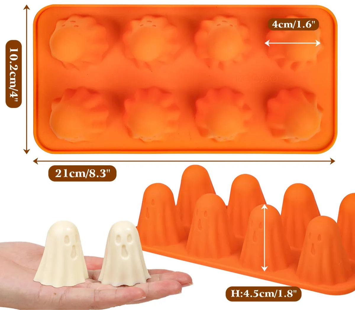 Molde de silicón de fantasma 3D 8 cavidades Halloween  👻