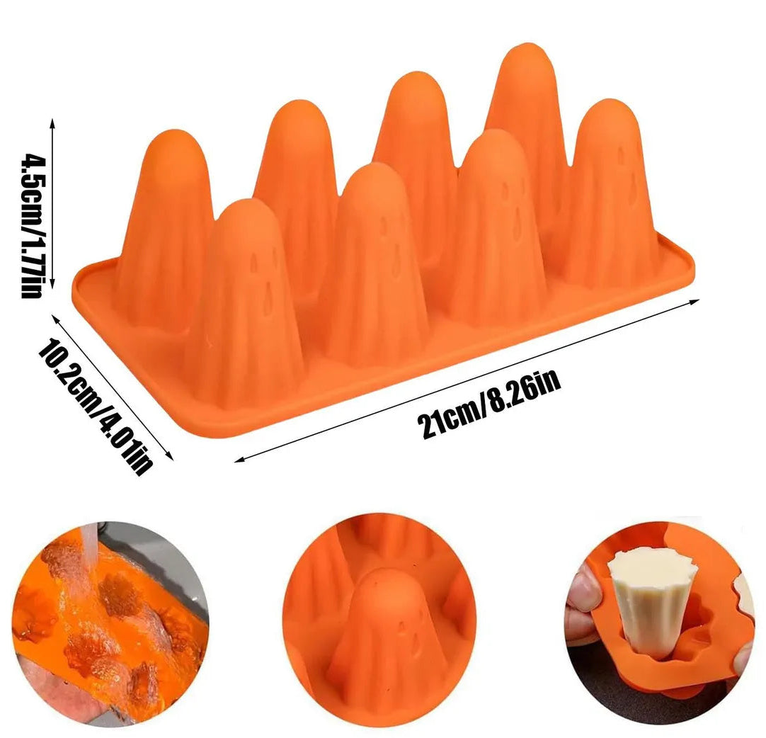 Molde de silicón de fantasma 3D 8 cavidades Halloween  👻