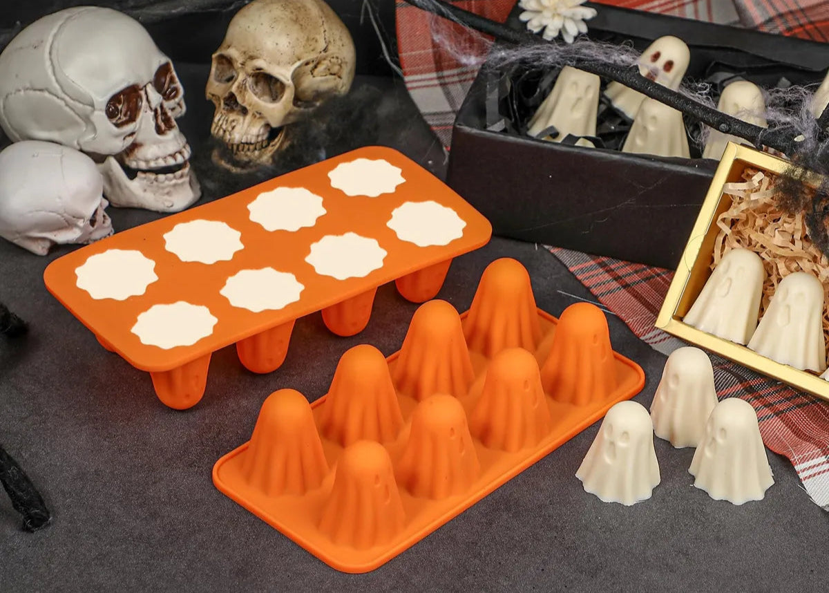 Molde de silicón de fantasma 3D 8 cavidades Halloween  👻