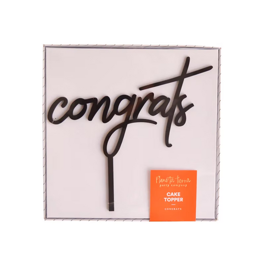 Cake Topper Acrílico Grueso "Congrats" - Negro