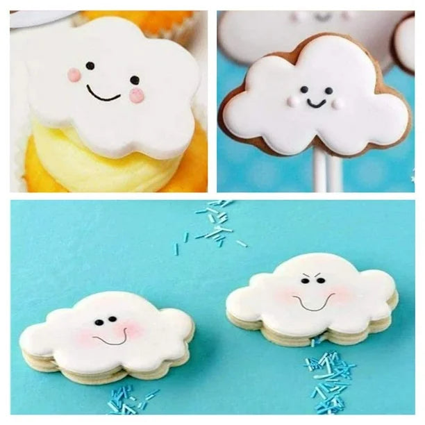 Cortador de fondant de nubes, molde de plástico para galletas y pasteles - 4 piezas de